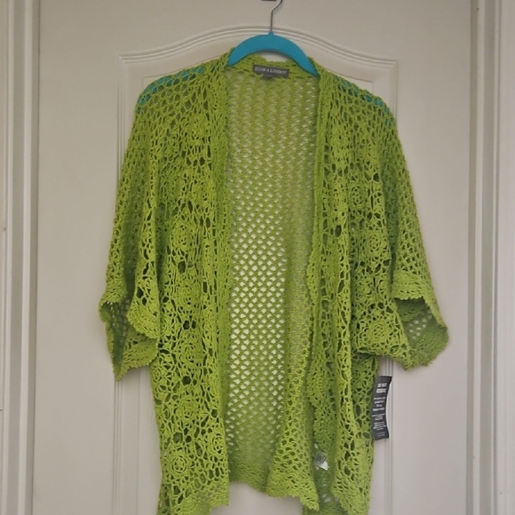 Green Open-Knit Sweater by Jessica London - Picture 1 of 2